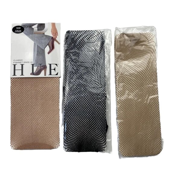 Hue Knee Socks, Cream/Tan, Black Nude Shades One Size Fits All, New - Picture 1 of 7